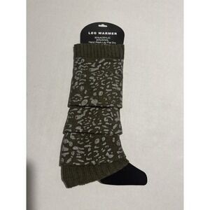 Unbranded Women's Army Green and Silver Leopard Print Leg Warmers #858